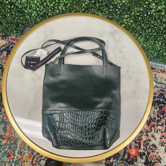 Alice D Small Green Leather Croc Tote - Picture 2 of 6